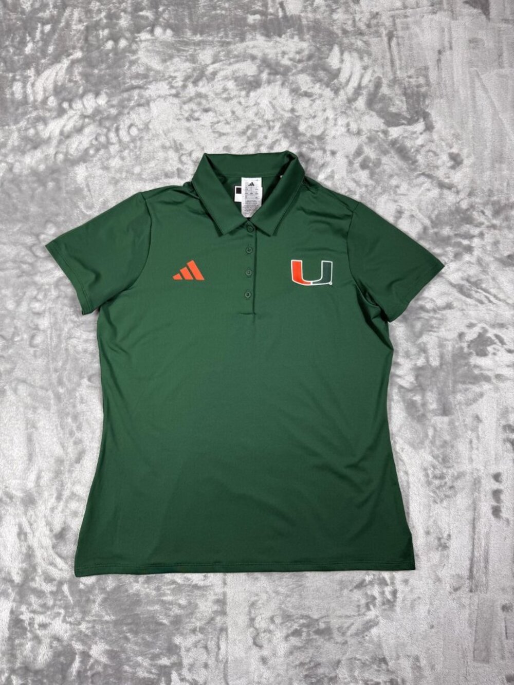 New Miami Hurricanes Women's Large Green NCAA Football Adidas Golf Polo KA9455
